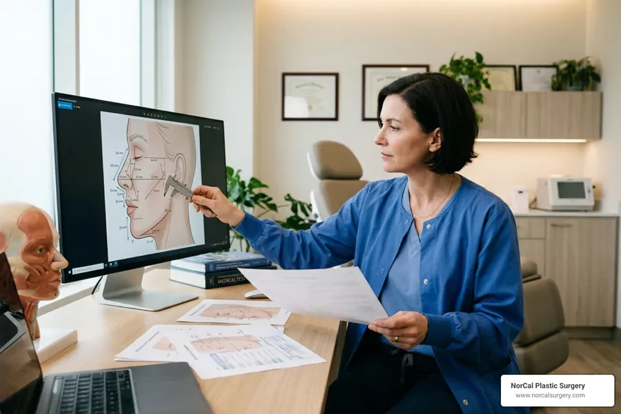 surgeon reviewing surgical measurements