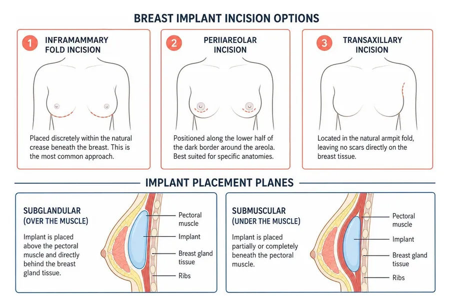 Breast implant incision and placement options