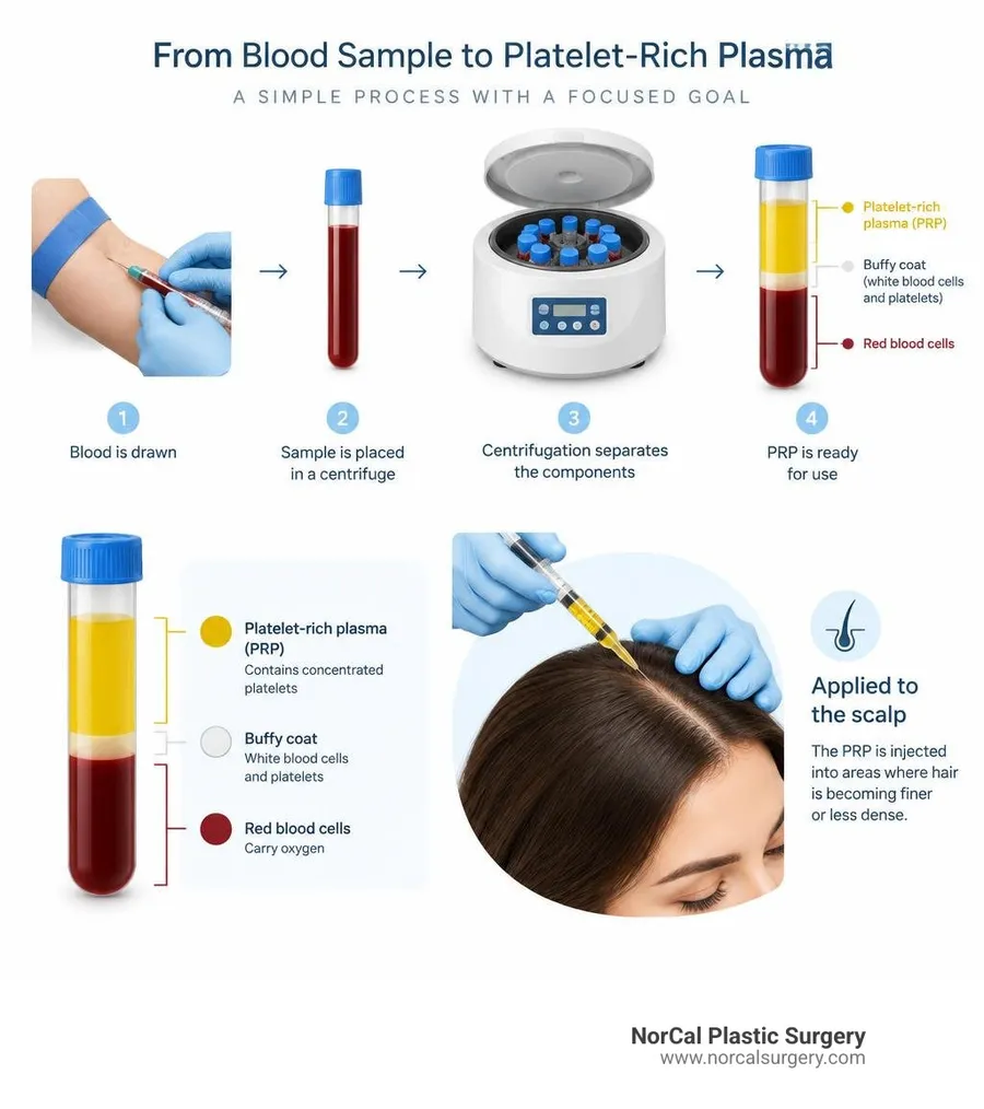 Educational diagram showing platelet-rich plasma separated from a blood sample infographic