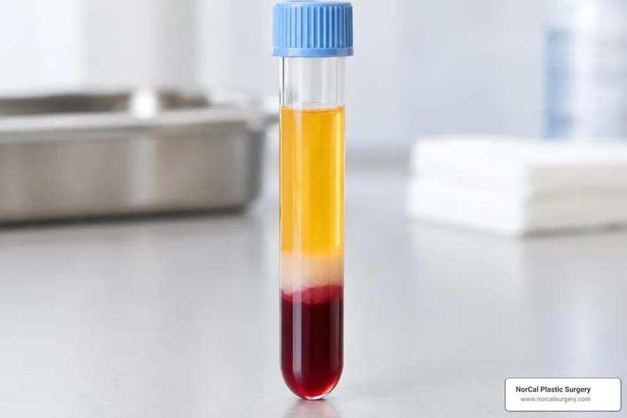 Unbranded, text-free platelet-rich plasma sample prepared for PRP hair restoration