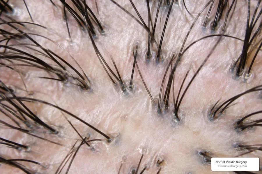 Trichoscopic evaluation of scalp hair density and follicle grouping